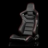 BRAUM Elite Series Sport Reclining Seats - Black Leatherette | Red Stitching