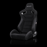 BRAUM Elite Series Sport Reclining Seats - Black Suede | Grey Stitching