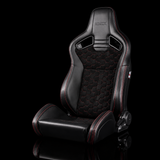 BRAUM Elite V2 Series Sport Reclining Seats - Black Leatherette | Honeycomb Suede | Red Stitching
