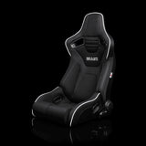 BRAUM Elite-R Series Sport Reclining Seats - Black Cloth | White Trim