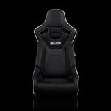 BRAUM Elite-R Series Sport Reclining Seats - Black Cloth | White Trim - view 2
