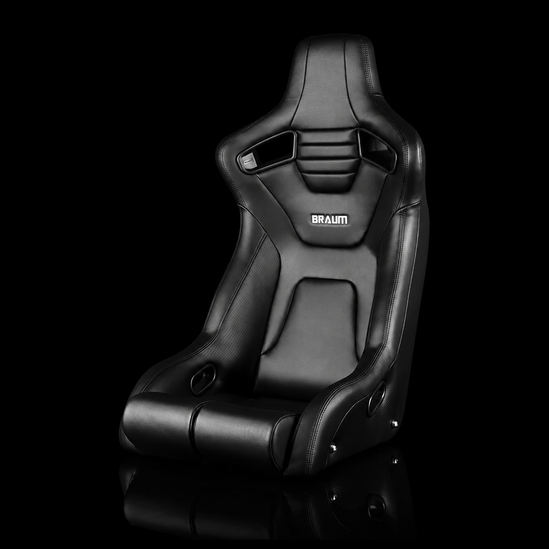 BRAUM Elite-R Fixed Back Bucket Seat - Black Leatherette | Black Stitching