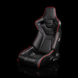 BRAUM Elite-R Series Sport Reclining Seats - Black Leatherette | Red Trim