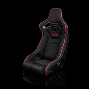 BRAUM Elite-R Fixed Back Bucket Seat - Black Cloth | Red Trim