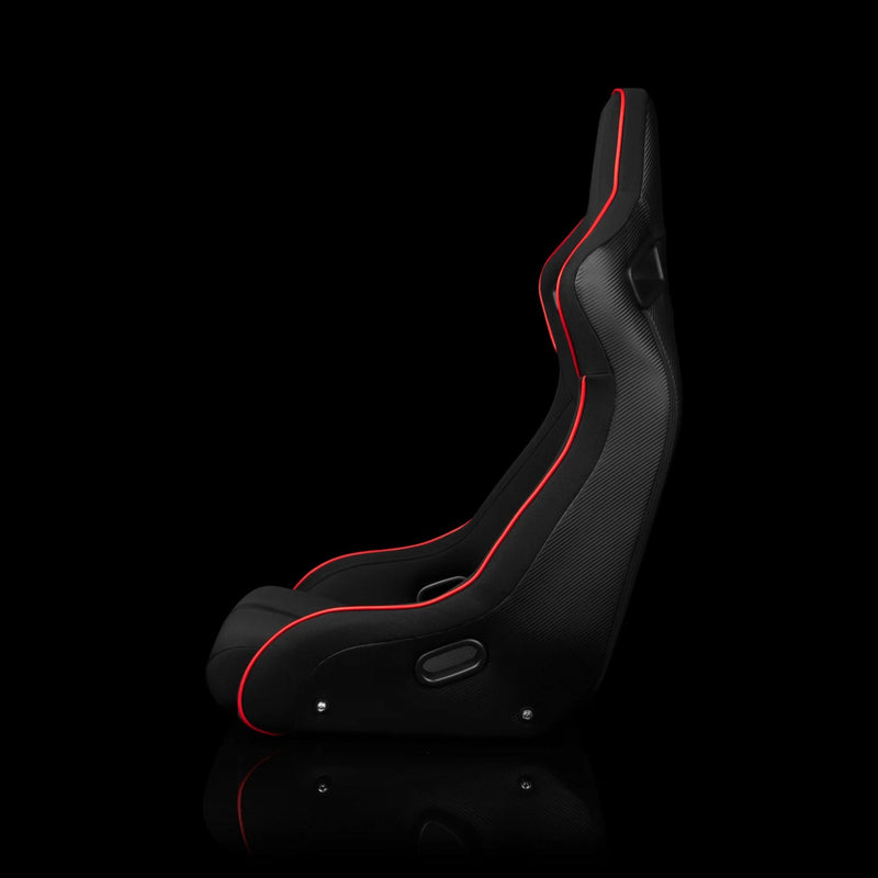 BRAUM Elite-R Fixed Back Bucket Seat - Black Cloth | Red Trim - view 3