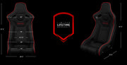 BRAUM Elite-R Fixed Back Bucket Seat - dimensions and reference diagram