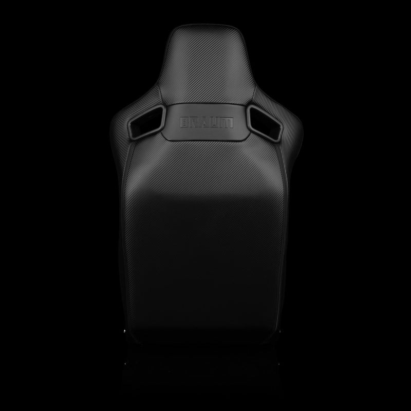 BRAUM Elite-R Fixed Back Bucket Seat - Black Leatherette | Black Alcantara | White Stitching - view 4