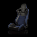 BRAUM Elite-S Series Sport Reclining Seats - Black Leatherette | Blue Cloth