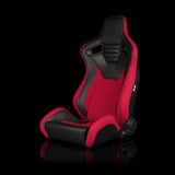 BRAUM Elite-S Series Sport Reclining Seats - Black Leatherette | Red Cloth