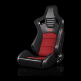 BRAUM Elite-S Series Sport Reclining Seats - Black Leatherette | Red Houndstooth