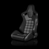 BRAUM Elite-S Series Sport Reclining Seats - Black Leatherette | Grey Plaid