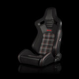 BRAUM Elite-S Series Sport Reclining Seats - Black Leatherette | Red Plaid