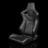 BRAUM Elite-X Series Sport Reclining Seats - Black Leatherette | Diamond Edition | Grey Stitching