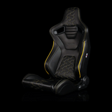 BRAUM Elite-X Series Sport Reclining Seats - Black Leatherette | Honeycomb | Yellow Trim