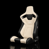 BRAUM Elite-X Series Sport Reclining Seats - Greige Leatherette | White Stitching - view 2