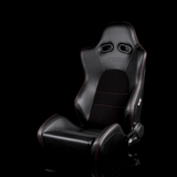 BRAUM Advan Series Sport Reclining Seats - Black Leatherette | Red Stitching