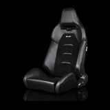 BRAUM Viper-X Series Sport Reclining Seats - Black Leatherette | Black Suede Inserts | Black Trim
