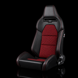 BRAUM Viper-X Series Sport Reclining Seats - Black Leatherette | Red Houndstooth
