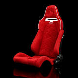 BRAUM Viper-X Series Sport Reclining Seats - Red Alcantara | Honeycomb White Stitching | White Grommets