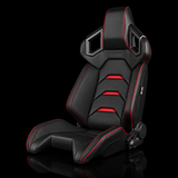 BRAUM Alpha-X Series Sport Reclining Seats - Black Leatherette | Red Inserts