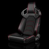 BRAUM Alpha-X Series Sport Reclining Seats - Black Leatherette | Red Stitching | Low Base Version