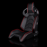 BRAUM Alpha-X Series Sport Reclining Seats - Black Leatherette | Red Trim