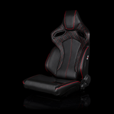 BRAUM Orue Series Sport Reclining Seats - Black Leatherette | Diamond | Red Trim