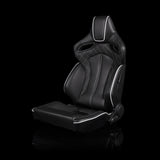 BRAUM Orue Series Sport Reclining Seats - Black Leatherette | Diamond | White Trim
