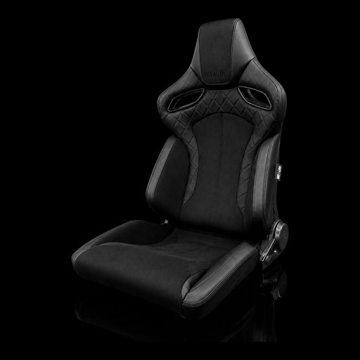 BRAUM Orue Series Sport Reclining Seats - Black Suede | Black Leatherette | Black Trim