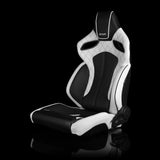 BRAUM Orue Series Sport Reclining Seats - White Leatherette | Diamond | Black Trim
