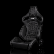 BRAUM Orue-S Series Sport Reclining Seats - Black Leatherette | Rhombus Quilted | White Stitching