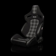 BRAUM Orue-S Series Sport Reclining Seats - Black Leatherette | Grey Plaid