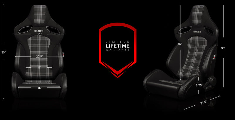 BRAUM Orue-S Series Sport Reclining Seats - dimensions and reference diagram