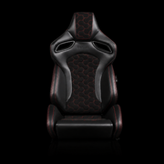 BRAUM Orue-S Series Sport Reclining Seats - Black Leatherette | Honeycomb Alcantara | Red Stitching - view 2