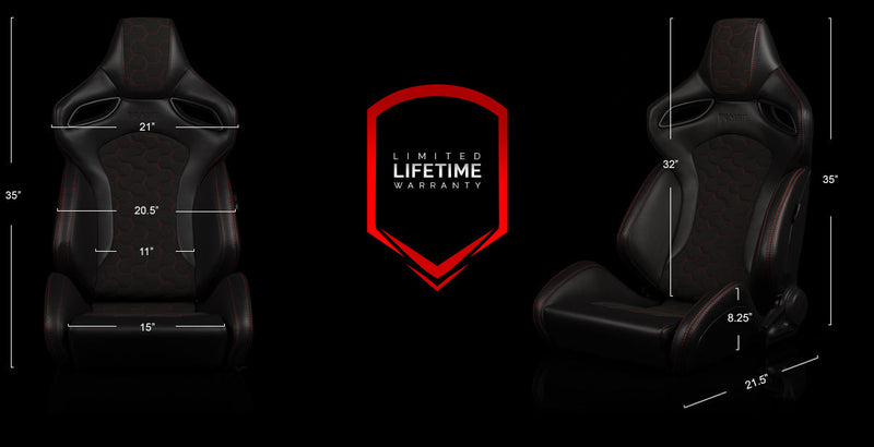 BRAUM Orue-S Series Sport Reclining Seats - dimensions and reference diagram