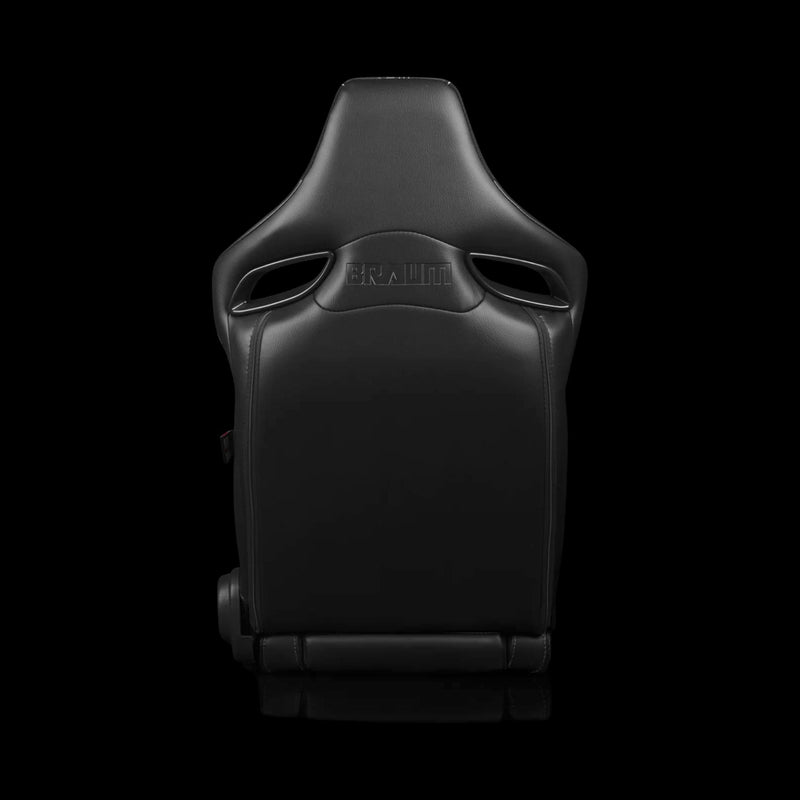BRAUM Orue-S Series Sport Reclining Seats - Black Leatherette | Honeycomb Alcantara | White Stitching - view 3