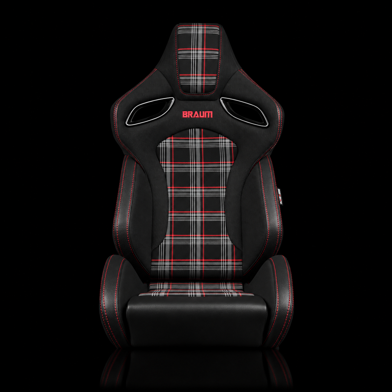BRAUM Orue-S Series Sport Reclining Seats - Black Leatherette | Red Plaid - view 2