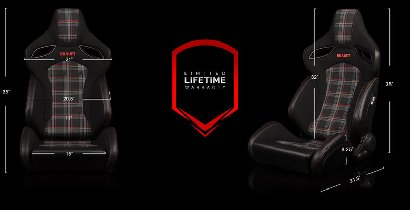 BRAUM Orue-S Series Sport Reclining Seats - dimensions and reference diagram