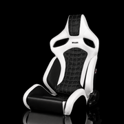 BRAUM Orue-S Series Sport Reclining Seats - White Leatherette | Rhombus Quilted | White Stitching