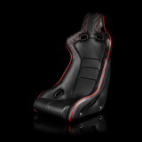 BRAUM Venom-X Fixed Back Bucket Seat - Black Leatherette | Diamond | Red Trim