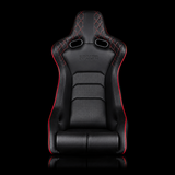 BRAUM Venom-X Fixed Back Bucket Seat - Black Leatherette | Diamond | Red Trim - view 2