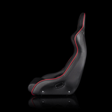 BRAUM Venom-X Fixed Back Bucket Seat - Black Leatherette | Diamond | Red Trim - view 3