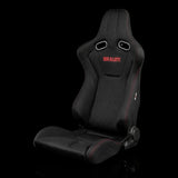 BRAUM Venom Series Sport Reclining Seats - Black Cloth | Red Stitching
