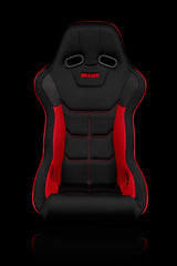 BRAUM Falcon-X Fixed Back Racing Seat - Black Cloth | Red Trim