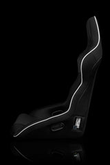 BRAUM Falcon-X Fixed Back Racing Seat - Black Cloth | White Trim - view 3