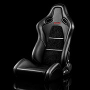 BRAUM Falcon-S Series Reclining FRP Composite Seats - Black Leatherette | Alcantara Inserts | Carbon Fiber Composite Honeycomb