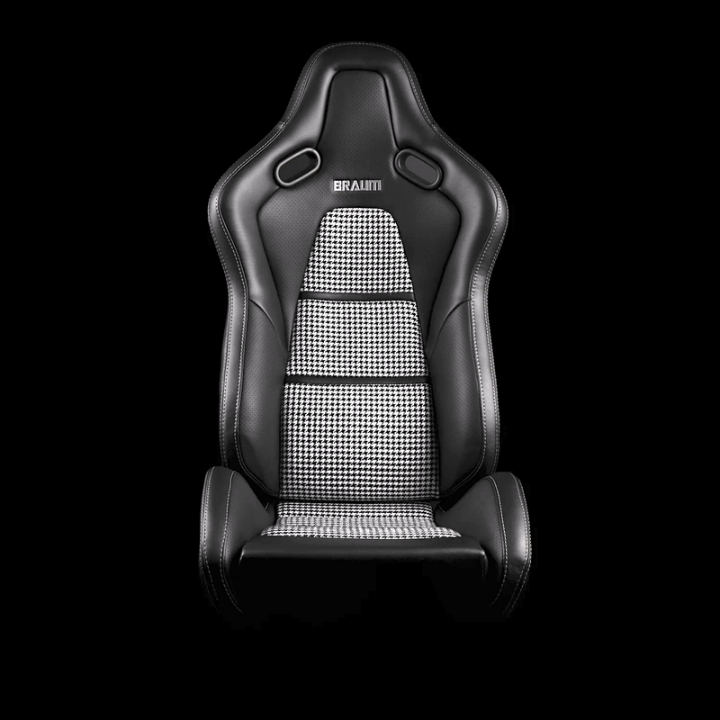 BRAUM Falcon-S Series Reclining FRP Composite Seats - Black Leatherette | Houndstooth Fabric | Carbon Fiber Composite Honeycomb - view 2