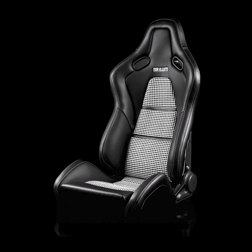 BRAUM Falcon-S Series Reclining FRP Composite Seats - Black Leatherette | Houndstooth Fabric | Carbon Fiber Composite Honeycomb