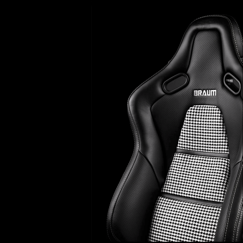 BRAUM Falcon-S Series Reclining FRP Composite Seats - Black Leatherette | Houndstooth Fabric | Carbon Fiber Composite Honeycomb - view 3
