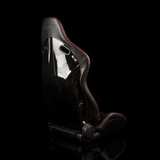 BRAUM Falcon-S Series Reclining FRP Composite Seats - Black Leatherette | Alcantara Inserts | Red Stitching - view 4